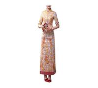 YAYREC Abito da Sposa，Vestito， Abito da Sposa Cinese Xiuhe con Splendidi Top Ricamati, Abito Qipao for Occasioni Come Matrimonio o Fidanzamento(Medium)