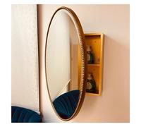 YAYREC Mobiletto da bagno,Specchio Bagno Contenitore, Mobiletto ovale for bagno con specchio, mobiletto for medicinali singolo, anta a specchio, armadietti portaoggetti in alluminio da parete(White)