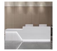 YAYREC Reception,Tavolo di Ricezione, Moderna reception con bancone for ufficio for piccole imprese e sala illuminazione delicata(White,120cm)