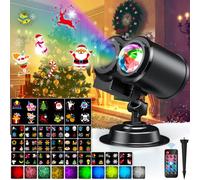 YAZAKY Proiettore Luci Natale per Interno Esterno, 24 Diapositive Lampada LED con 10 Effetti di Onde d'Acqua, Luce per Decorazioni Festa Halloween