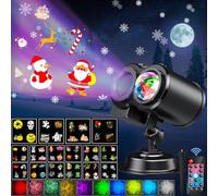 YAZAKY Proiettore Luci Natale per Interno Esterno, Lampada per Proiettore LED Natale con 16 Diapositive e 10 Colori, Impermeabile IP65 Luci Proiettore per Decorazioni Natale Festa Halloween