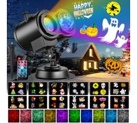 YAZAKY Proiettore Natale Esterno, Proiettore Luci Natale per Esterno Interno con 12 Diapositive e 10 Effetti di onde d'acqua, Proiettore LED Luci Natalizio per Decorazioni Natale Festa Halloween