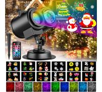 YAZAKY Proiettore Natale Esterno, Proiettore Luci Natale per Esterno Interno con 12 Diapositive e 10 Effetti di onde d'acqua, Proiettore LED Luci Natalizio per Decorazioni Natale Festa Halloween