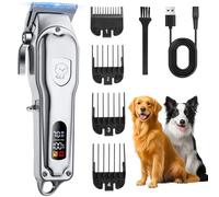 YAZEKY Tosatrice per Cani Professionale, Senza Tosatrice per Cani pelo lungo, Set di Tosatrici per Animali Domestici con 4 Testine di taglio, motore potente per capelli spessi/ricci/ondulati (Argento)
