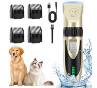 YAZEKY Tosatrice per Cani Professionale, Silenzioso rasoio elettrico per cani, Tosatrice per cani/Gatti Pelo Lungo Ricaricabile con Toelettatura Accessori Cavo USB Strumento di Pulizia (Oro)