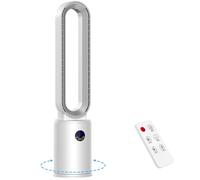 YAZEKY Ventilatore a Torre Senza Pale,Ventilatore a Colonna Silenzioso con Telecomando,24 Velocità,Oscillazione 60°,Display LED,Timer 12 Ore,97 cm Ventilatore Potente per Ufficio,Soggiorno (Argento)