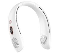 YAZEKY Ventilatore da Collo,Ventilatore Portatile,Mini Ventilatore USB Ricaricabile Silenzioso Senza Lama con LCD Display,Flusso d'Aria a 360°,3 Velocità per Ufficio,Casa,Aria Aperta (Bianco)