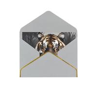 YAzgaN Biglietto di auguri con buste, motivo tigre a riposo, con bordo dorato, carta perlata. Per tutte le occasioni, biglietti di compleanno, biglietti di nozze.