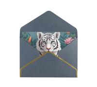 YAzgaN Simpatici biglietti di compleanno con tigre bianca con buste, questo biglietto di auguri vuoto utilizza carta perlescente con bordo dorato. Per tutte le occasioni, biglietti di compleanno