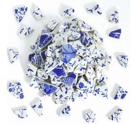 Yazikisa Piastrelle in ceramica per mosaico in porcellana, 860 g, rotte, piastrelle in ceramica, blu e bianco, irregolari pezzi di ceramica, frammenti per fai da te, cornici da giardino