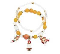 Yazilind 2Pcs Doppi Strati di Albero di Natale Bracciale Pupazzo di Neve Candy Elk Canna Campana Pendente Bracciali Vacanza Festival, Gioielli per Donna(#7)