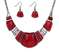 Yazilind anno Gang etnico tibetano argento rosso turchese Schell pesce colletto - Orecchini e Collana di gioielli set donne