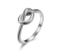 Yazilind Argento Infinito Nodo Anello di Titanio Acciaio Semplice Promessa d'Amore Anniversario Dichiarazione di Nozze Banda Anello(Misura 10)