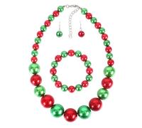 Yazilind Chunky Grande Simulato Perla Girocollo Collana Goccia Orecchini Bavaglino Rotondo Perline Filo Multicolore Costume Dichiarazione Matrimonio Gioielli di Natale Set per le Donne Spose