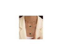 YAZILIND Collana dorata a strati da donna, delicata collana girocollo con ciondolo verde smeraldo, gioielli a 3 strati per anniversari, matrimoni, feste