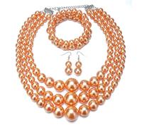 Yazilind Donna Grigio Perla Gioielli Set - 3 Pezzo Multi-Strato di Collana, Bracciale e Orecchini, Elegante Costume Gioielli per Matrimoni, Feste ed Eventi Serali