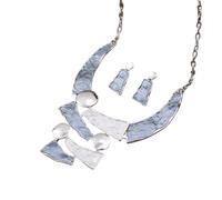 Yazilind Donna Multicolore Collana e Orecchini Set - Lega Geometriche Bib Collana, Gioielli per il Partito, l'Estate, e Matrimonio(#2)