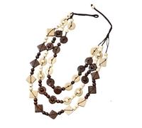 Yazilind Donna Multicolore Guscio di Noce di Cocco Collana con Perle Fatti a Mano a Strati Colorati Disco Collana Regolabile Boho Spiaggia di Perline Gioielli(#2)