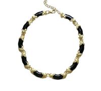 Yazilind Donna Nero e Oro Bamboo Collana a Catena - Elegante Grosso Dichiarazione Choker per Il Partito, Sera e Casual