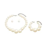 Yazilind Donna Perla Gioielli Set - Elegante Chunky Perline Collana, Bracciale e Orecchini, Classica Imitazione Perla Gioielli per Nozze, Partito, e gli Eventi Formali