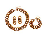 Yazilind Donna Tartaruga Acrilico Chunky Collana Bracciale e Orecchini Set Gioielli per la Festa, Casual, Vintage Abiti