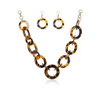 Yazilind Donna Tartaruga Acrilico Collana e Orecchini Set in Resina Grosso Link di Gioielli per la Festa, Casual, Quotidiano e Abiti