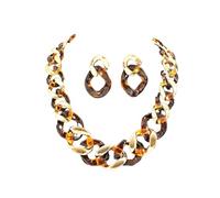 Yazilind Donna Tartaruga Oro Collana e Orecchini Set - Acrilico Catena di Gioielli, Chunky Collana per la Festa, Casual, e il Dono