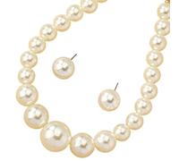 Yazilind Donne Classica Imitazione Perla Gioielli Set - Eleganti Perline Collana di Perle e Orecchini, senza tempo, Gioielli per Matrimonio, Festa, Occasioni Formali e