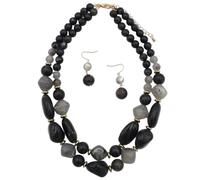 Yazilind Donne in Resina Nera con Perline Gioielli Set - 2-Pezzo Grosso della pietra preziosa Collana e Orecchini, Eleganti Gioielli per Eventi Formali e all'Usura Quotidiana