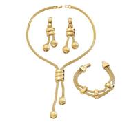 Yazilind Donne in rete d'Oro Gioielli Set - Elegante Collana, Bracciale e Orecchini, Design Regolabile con Perle di Metallo, per il Partito, Nozze Spose, Indossare ogni giorno