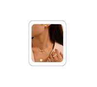 Yazilind insieme dei monili per le donne, Dainty 18 K oro/argento placcato collana di perle e orecchini Set Orecchini a pendaglio anello perla Choker monili di cerimonia nuziale(Golden1)