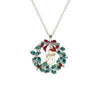 Yazilind Natale Collane per Le Donne di Strass di Natale Ghirlanda Campana Ghirlanda di Babbo Natale Canna Alci Fiocco di Neve Collana con Pendente a Holiday Gioielli(#2)