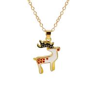 Yazilind Natale Collane per Le Donne di Strass Natale Cappello del Pupazzo di Neve Elk Corona di Casa Ciondolo Collana Vacanza Gioielli(#8)