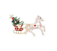 YAZILIND Natale Pin Spilla di Strass Cartoon di Natale per Auto a forma di Olio Gocciolante Slitta Bianco Slitta Trainata da Cavalli Bouquet Femminile Breastpin Gioielli(#1)