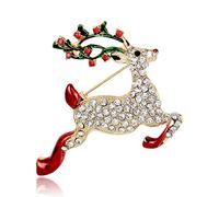 YAZILIND Natale Pin Spilla di Strass Cervi Sika Elk Bouquet Femminile di Natale Accessori Breastpin Gioielli(Rosso+Bianco)