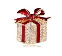YAZILIND Natale Spilla Pin per il Nuovo Anno di Dialogo Con Strass Olio Gocciolante Bow Bag Collare Pin Corpetto Femminile di Natale Breastpin Gioielli(Rosso)