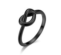 Yazilind Nero Infinito Nodo Anello di Titanio Acciaio Semplice Promessa d'Amore Anniversario Dichiarazione di Banda di Nozze Anelli(Size7)