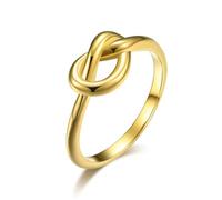 Yazilind Oro Infinito Nodo Anello di Titanio Acciaio Semplice Promessa d'Amore Anniversario Dichiarazione di Banda di Nozze Anelli(Size11)