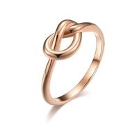 Yazilind Oro Rosa Infinito Nodo Anello di Titanio Acciaio Semplice Promessa d'Amore Anniversario Dichiarazione di Nozze Banda Anello(Misura 10)