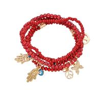 Yazilind Rosso Elastico Braccialetto di Perline con Hamsa Mano & Evil Eye & a Forma di Farfalla Ciondolo Charms - Boho Tratto Gioielli