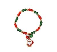 Yazilindi Natale del Braccialetto di Perline di Babbo Natale, Albero Bell Ciondolo Perline Colorate Catena Bracciali Vacanza Festival di Gioielli per Le Donne(Babbo Natale)