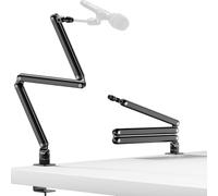 Yazoni Braccio del microfono a basso profilo, supporto per microfono con morsetto per montaggio da scrivania, adattatore a vite, canali via cavo nascosti, supporto per microfono regolabile per