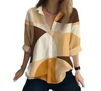 YazonQinQYX Fiore 3D Stampato Camicia Top Sciolto Grande Donna Harajuku Stile Camicia Retro Casual Manica Lunga Top