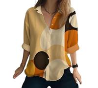 YazonQinQYX Fiore 3D Stampato Camicia Top Sciolto Grande Donna Harajuku Stile Camicia Retro Casual Manica Lunga Top