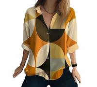 YazonQinQYX Fiore 3D Stampato Camicia Top Sciolto Grande Donna Harajuku Stile Camicia Retro Casual Manica Lunga Top