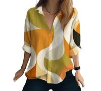 YazonQinQYX Fiore 3D Stampato Camicia Top Sciolto Grande Donna Harajuku Stile Camicia Retro Casual Manica Lunga Top