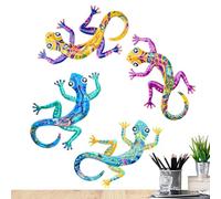 Yaztauho Decorazione Murale Metallo Esterno | 4 Pezzi Decorazione Esterna Lucertola Metallo per Recinzione - Regalo Colorato Per Casa Giardino Amici Genitori