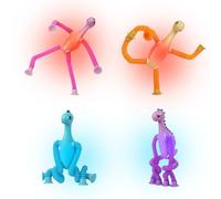 Yaztauho Giocattolo Dinosauro con Telescopica | 4 Pezzi Giocattoli Sensoriali con Dinosauro,Educativi Antistress con Luci per Feste Viaggi e Premi