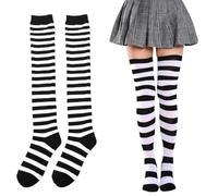 YAZWUR 1 paio Calzini alti del ginocchio a strisce da donna, Calze a righe, Calzini da Ginocchio, Calzini lunghi a strisce, Sopra il Ginocchio Alta Calze di Avvio, per Ragazze e Donna