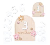 YAZWUR 1 pezzo Carte Mese per Bambini in Stile Floreale, Carte in Legno per Neonati 0-12 Mesi, Accessori Fotografici per Documentare la Crescita del Bambino, Unisex